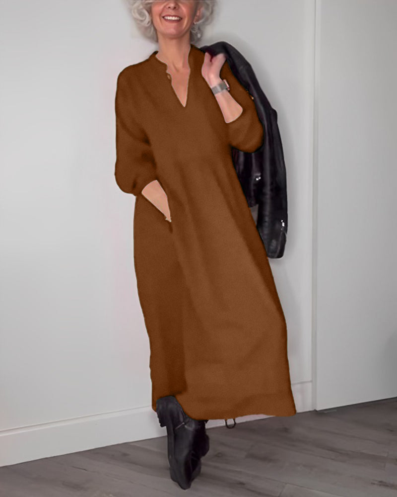 Belou| Robe élégante à col en V avec manches longues