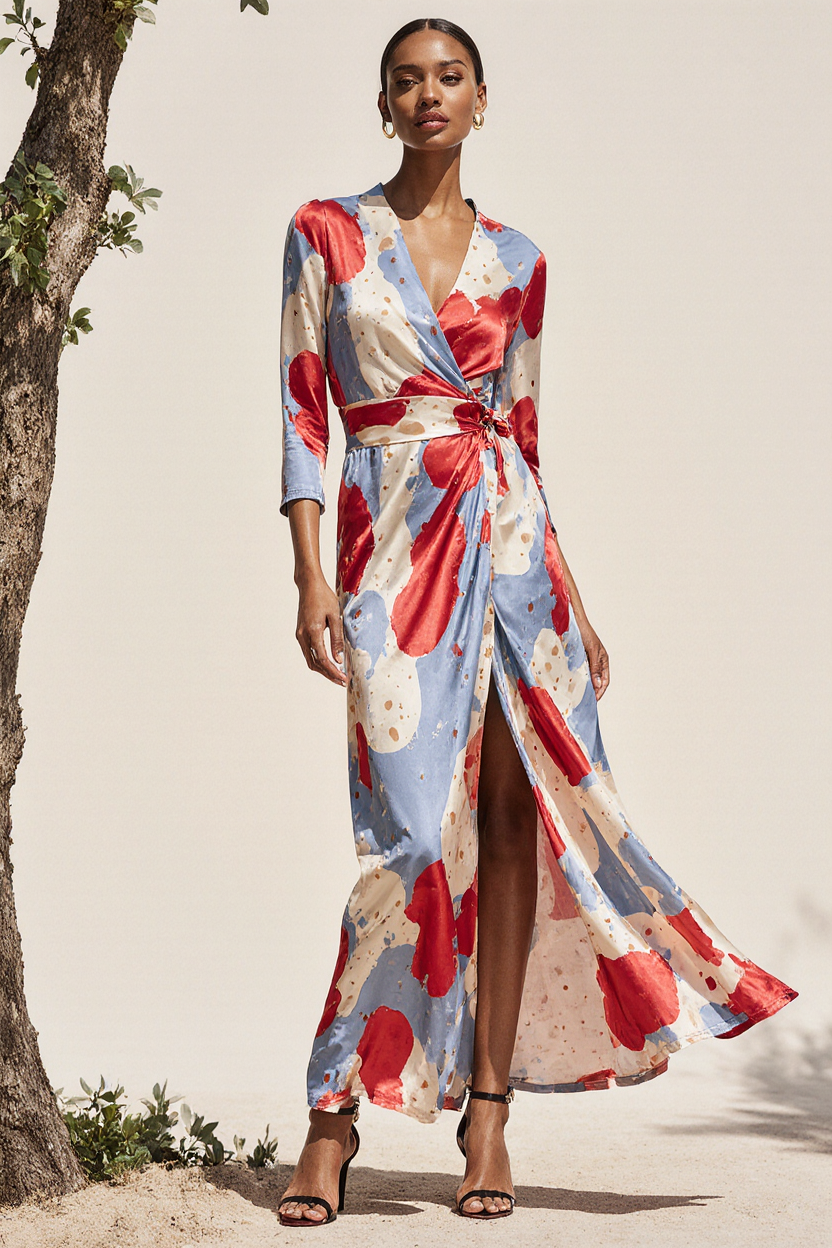 Noor - Elegantna maxi obleka z rožami