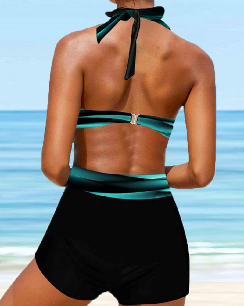 Bikini croisé à col halter avec bande