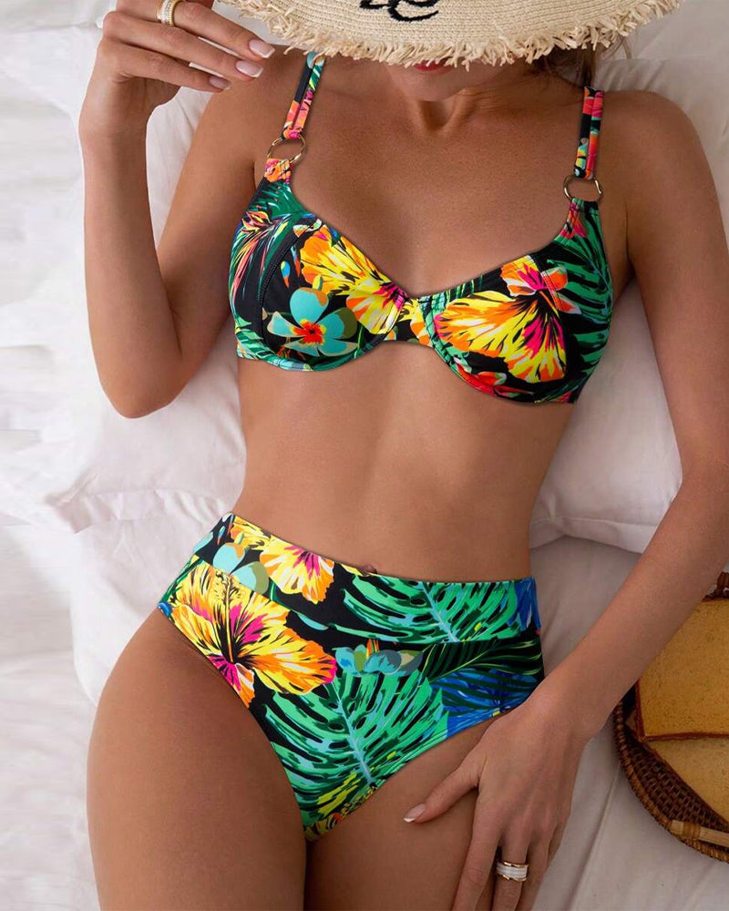 Bikini Seksi Tiskani Push-Up Bh Trikotnik