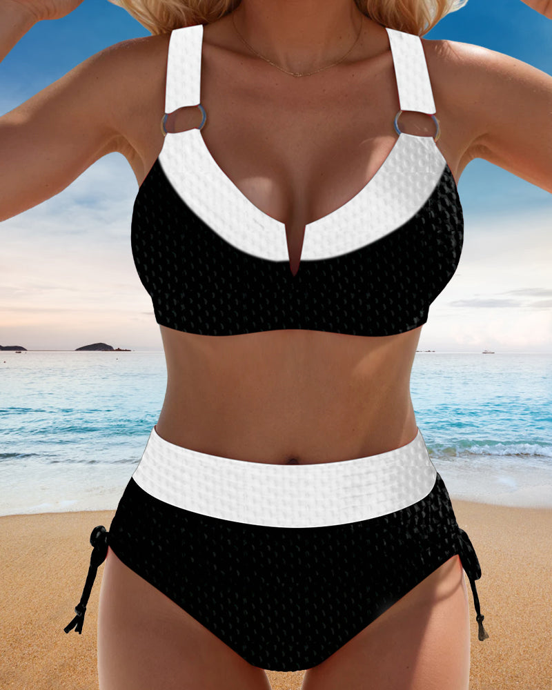 Bikini Bralette Kontrast Visok Pas