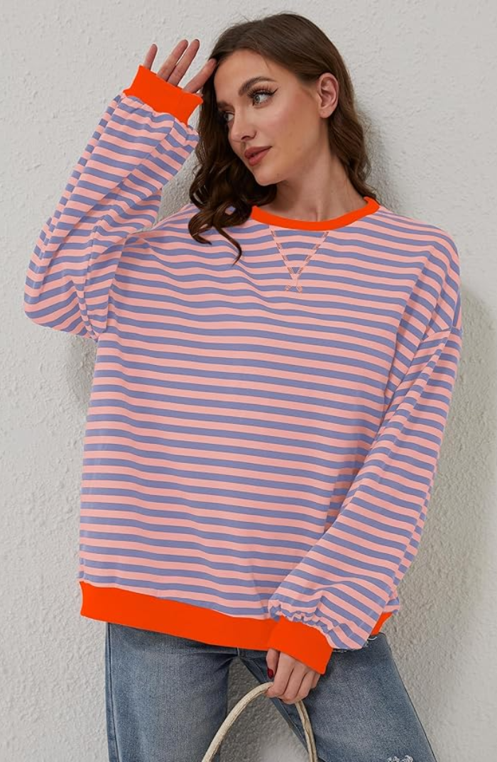 Mana | Črtast Oversize Pulover