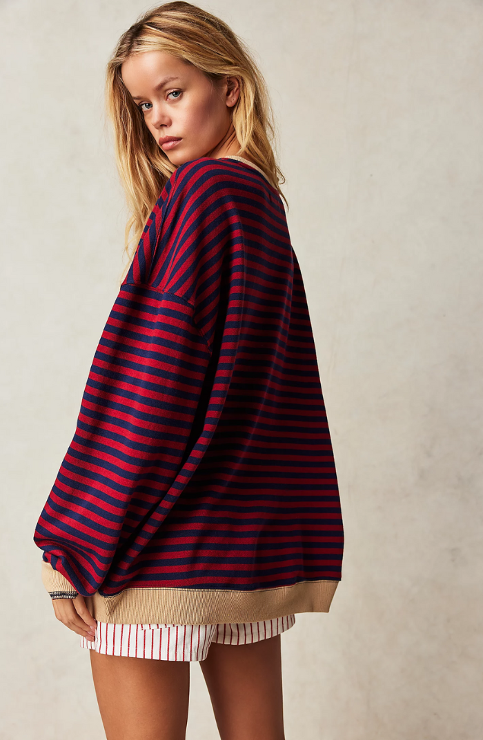 Mana | Črtast Oversize Pulover