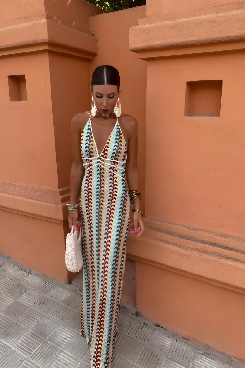 Solena™ | Maxi boho obleka z odprtim hrbtom