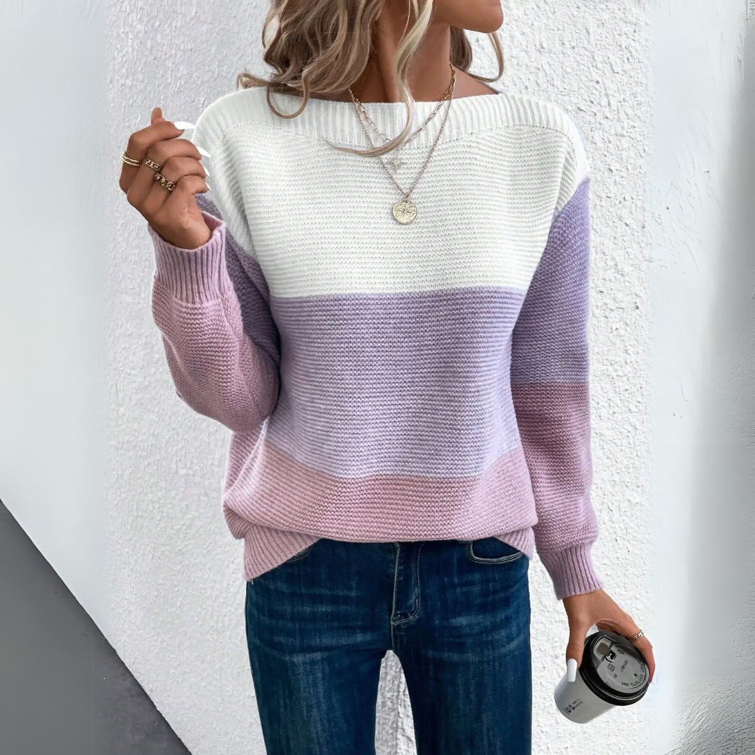 Clara | Eleganten trobojni pulover iz patchworka
