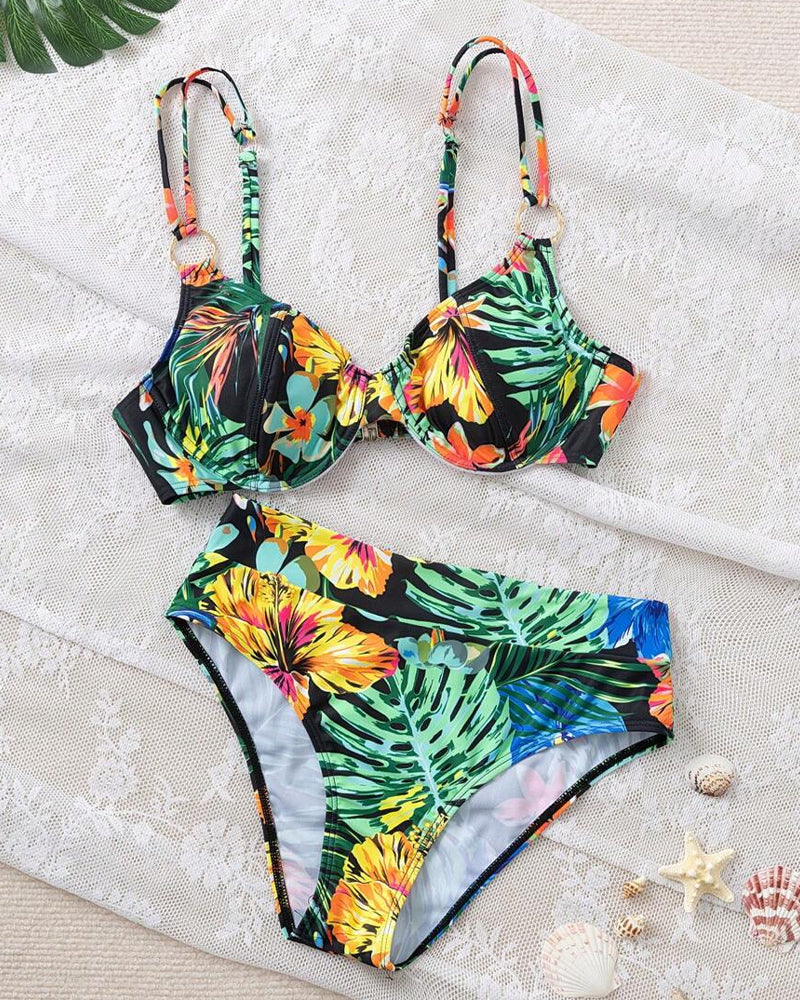 Bikini Seksi Tiskani Push-Up Bh Trikotnik