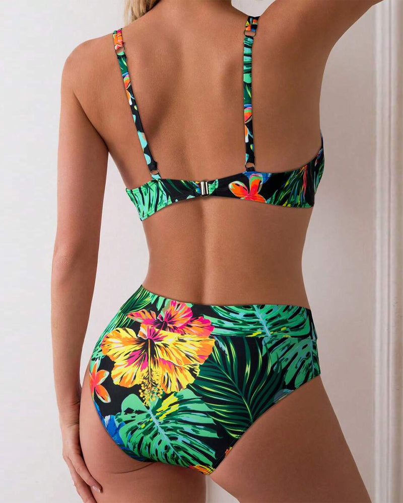 Bikini Seksi Tiskani Push-Up Bh Trikotnik