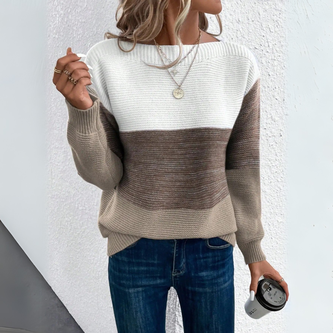 Clara | Elegantni trobojni pulover iz patchworka
