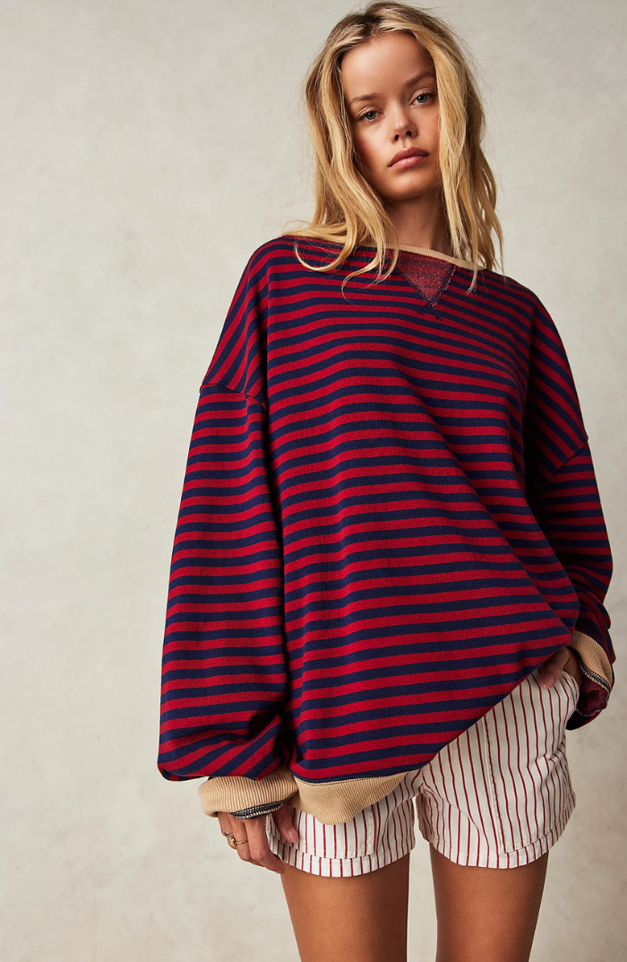Mana | Črtast Oversize Pulover