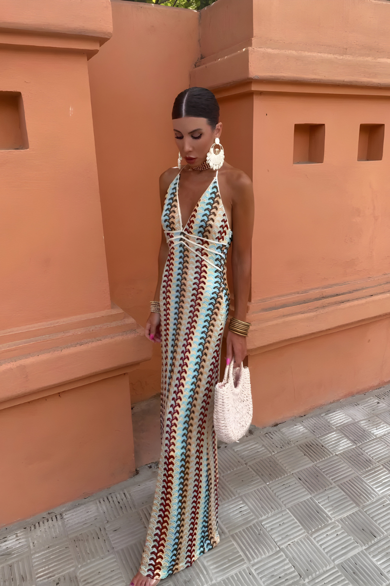 Solena™ | Maxi boho obleka z odprtim hrbtom