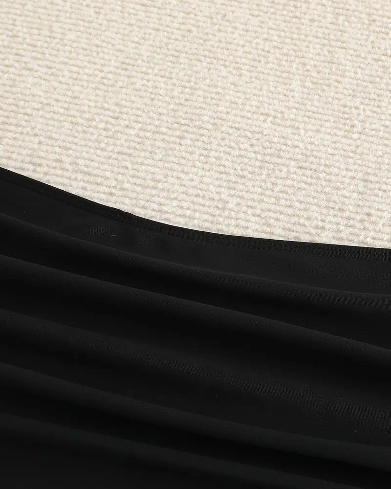 Bas de maillot de bain plissé uni taille haute