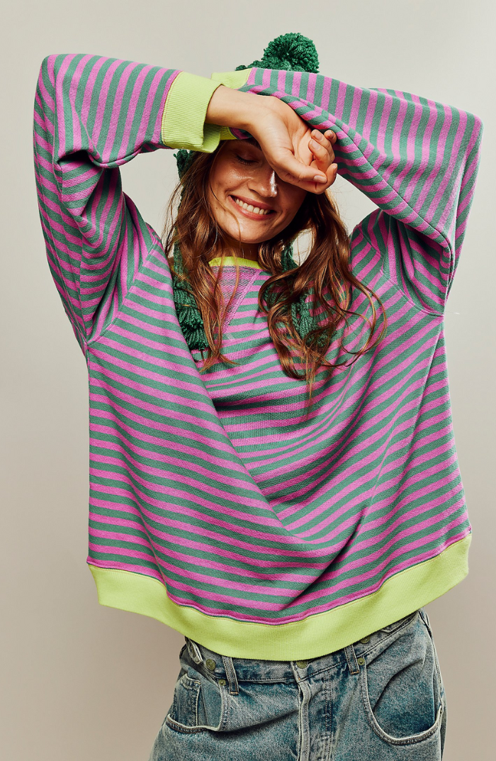 Mana | Črtast Oversize Pulover
