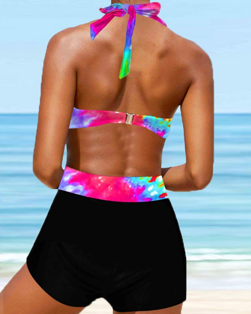 Bikini croisé à col halter avec bande