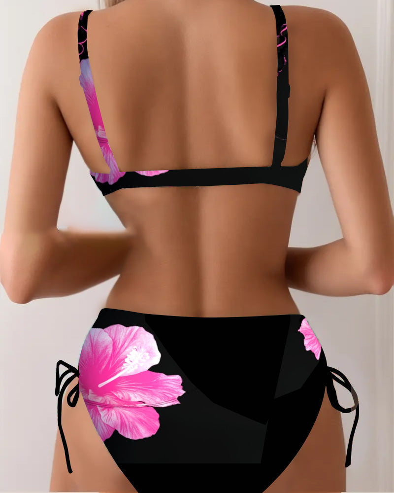 Bikini Triangularni Cvetlični Natis