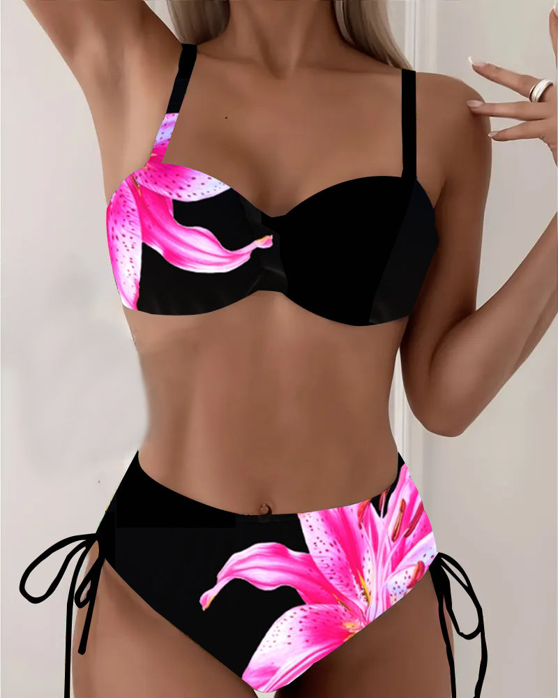 Bikini Triangularni Cvetlični Natis