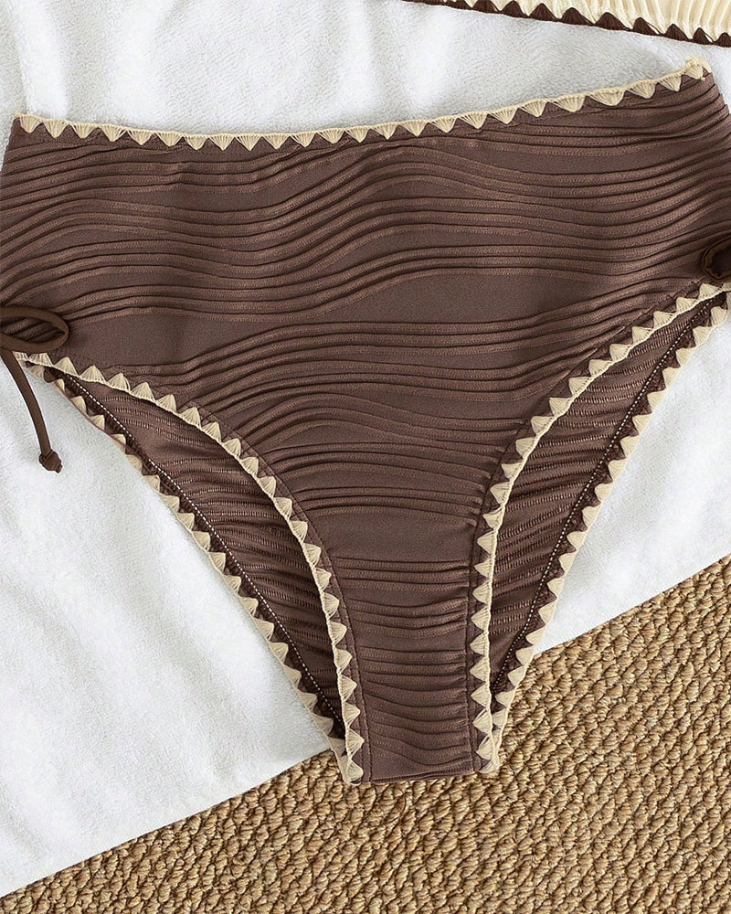 Bikini Ensemble Deux Pièces Avec Décolleté Halter et Design en Couleur Contrastante