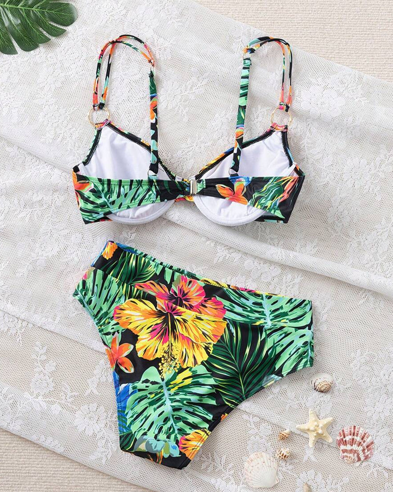 Bikini Seksi Tiskani Push-Up Bh Trikotnik