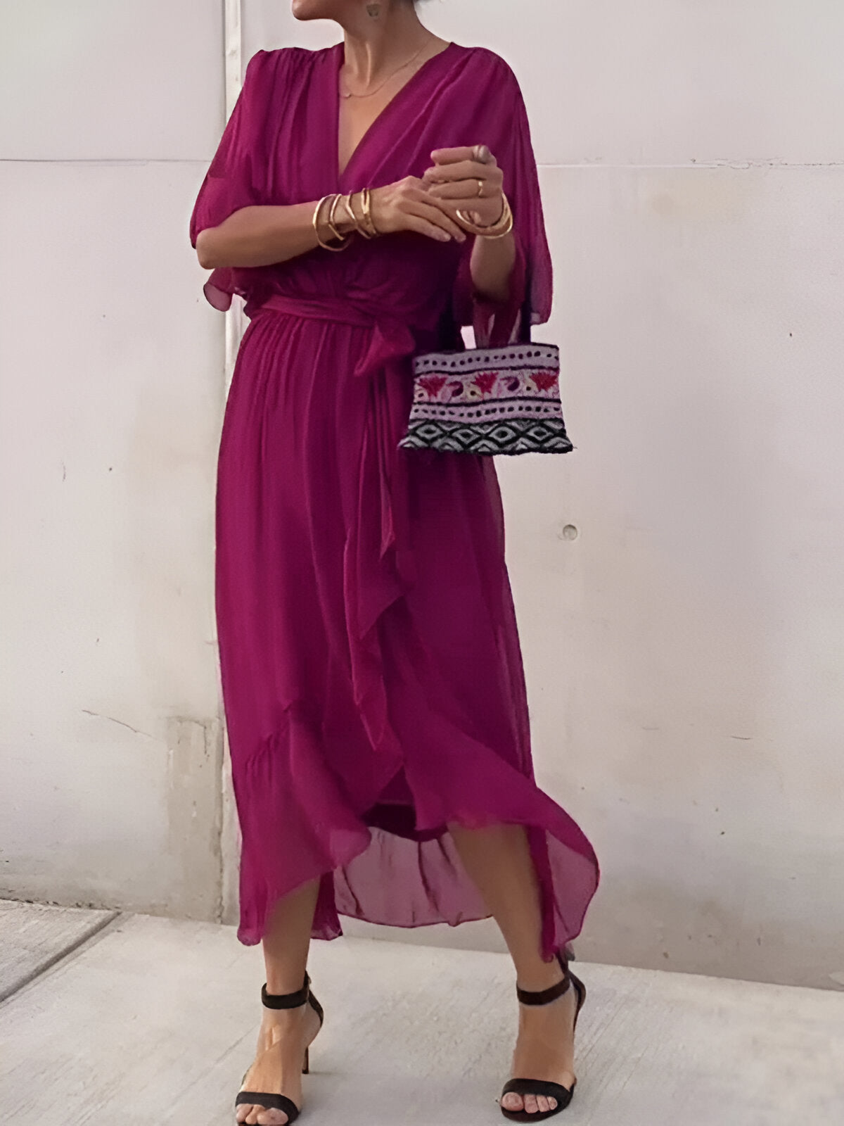 Monica™ | Chiffon obleka z V-izrezom