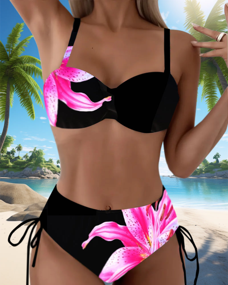 Bikini Triangularni Cvetlični Natis