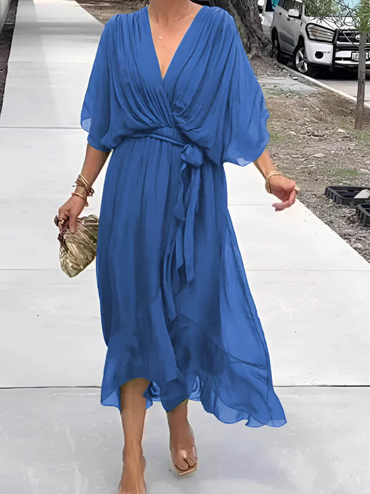 Monica™ | Chiffon obleka z V-izrezom