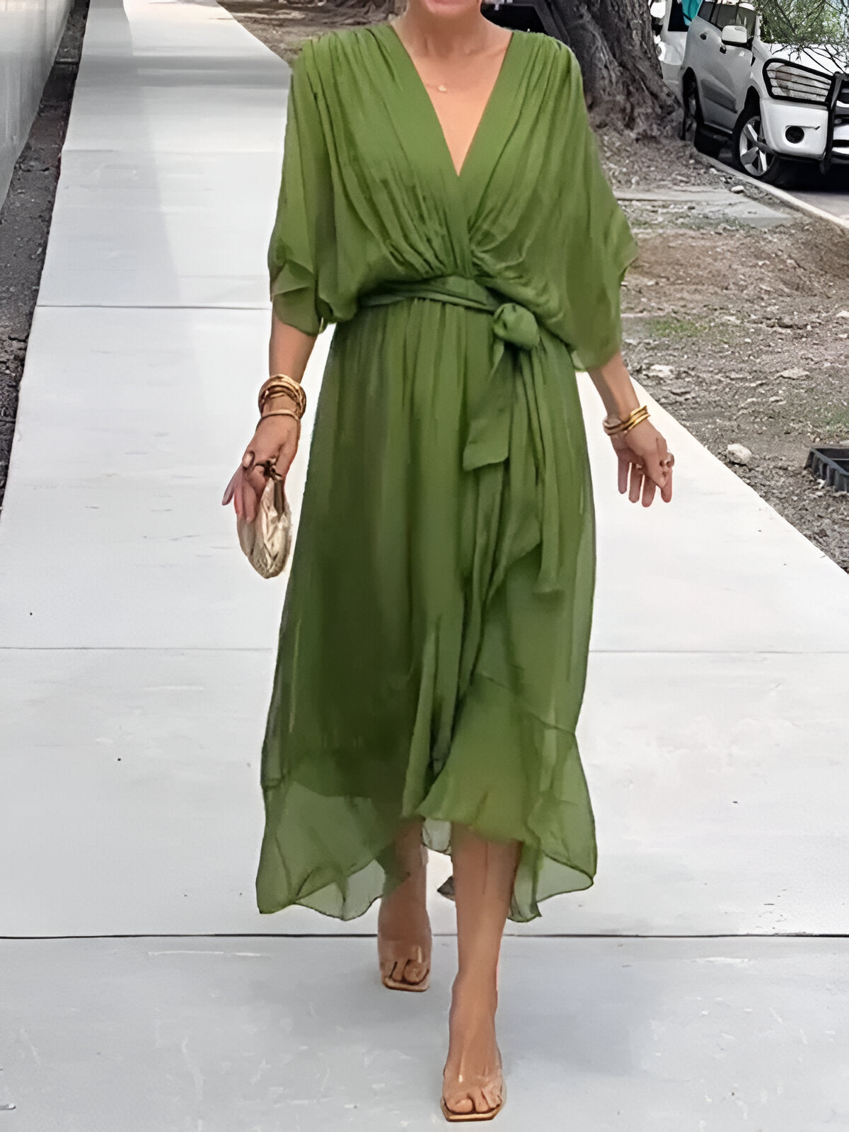 Monica™ | Chiffon obleka z V-izrezom