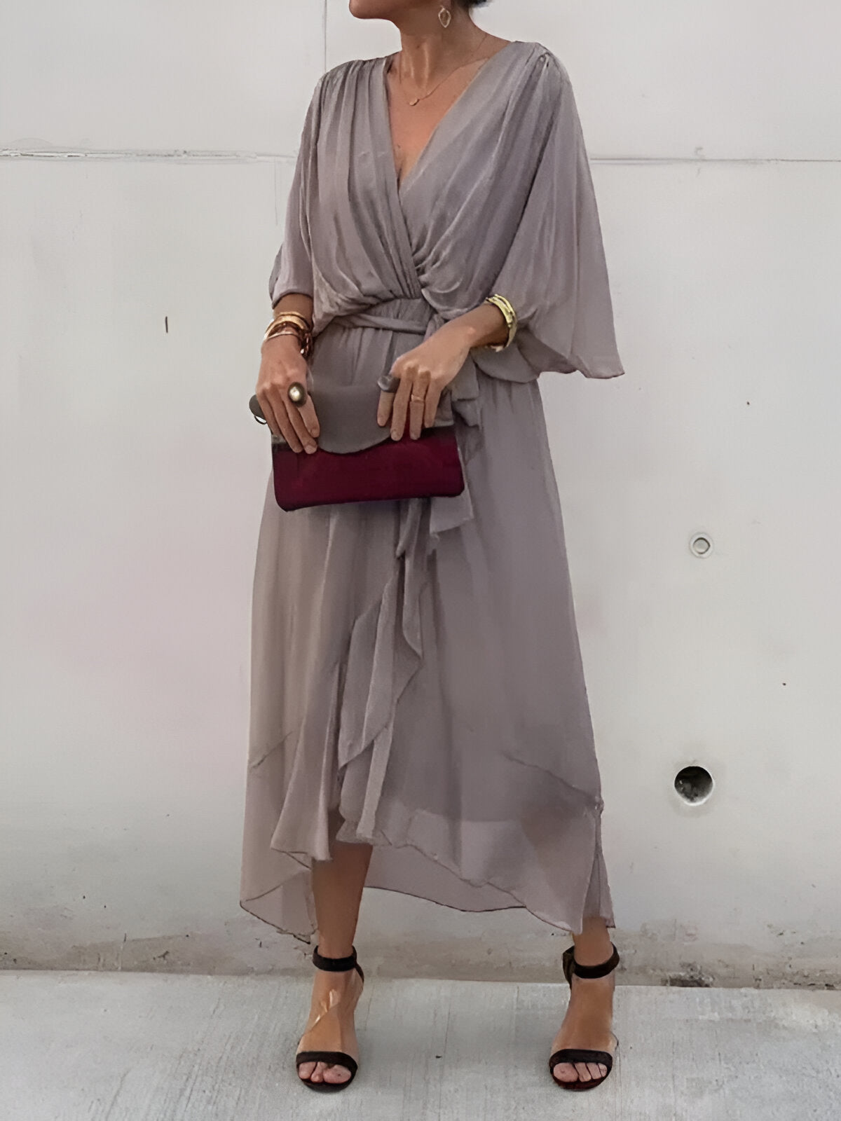 Monica™ | Chiffon obleka z V-izrezom