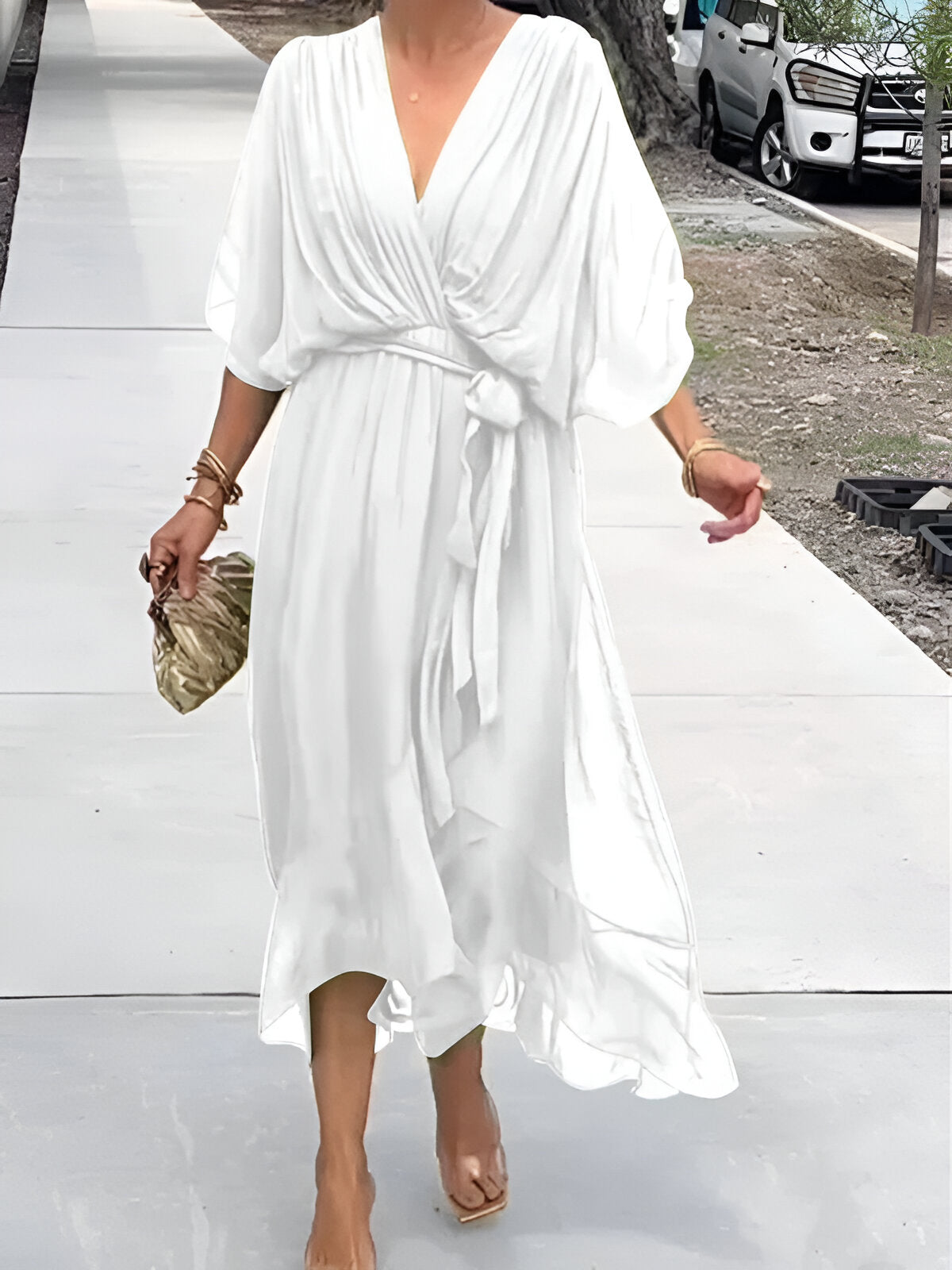 Monica™ | Chiffon obleka z V-izrezom