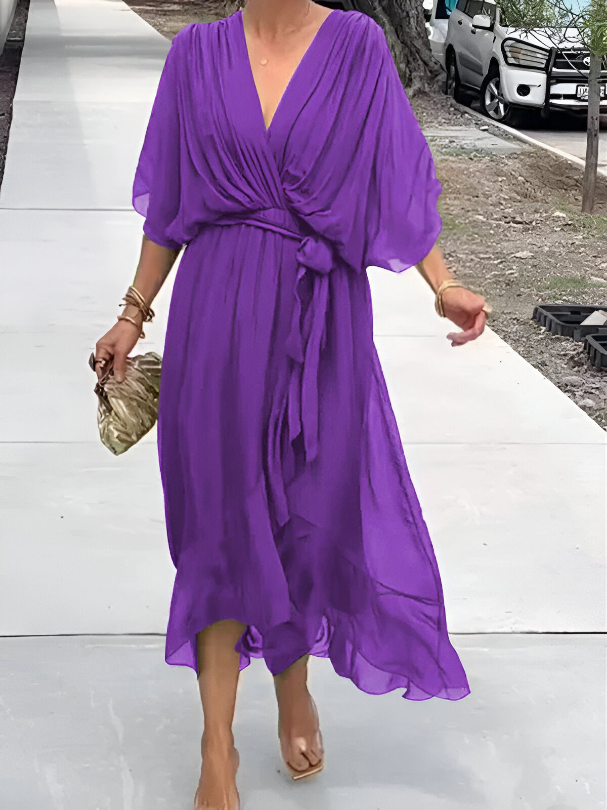Monica™ | Chiffon obleka z V-izrezom