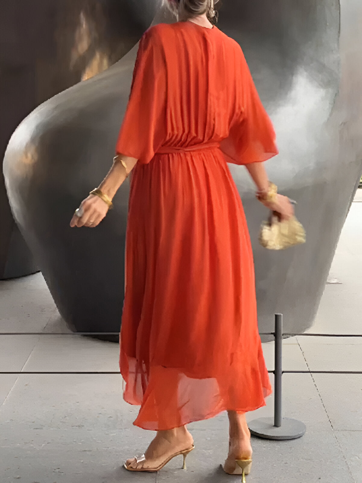 Monica™ | Chiffon obleka z V-izrezom