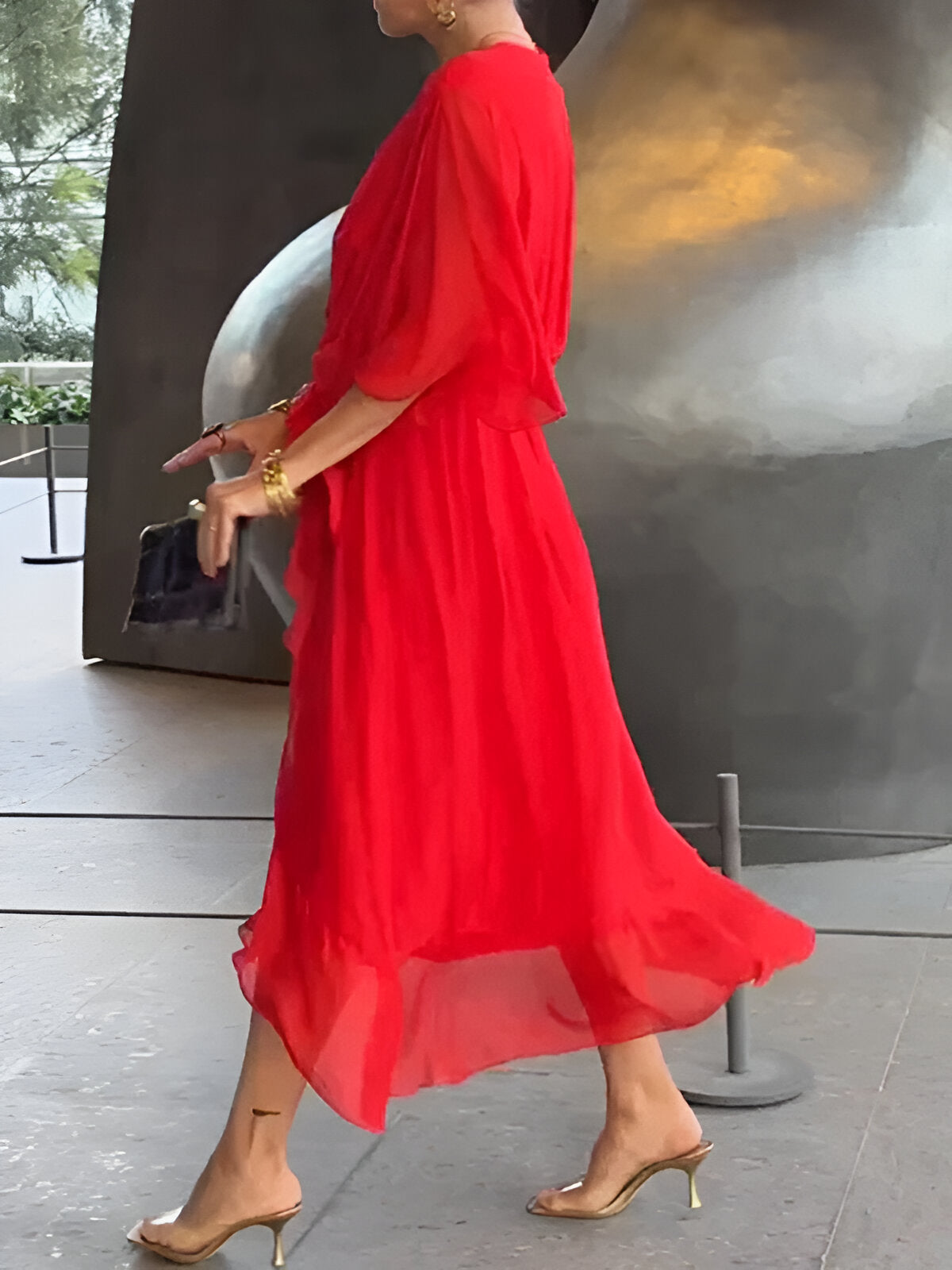 Monica™ | Chiffon obleka z V-izrezom