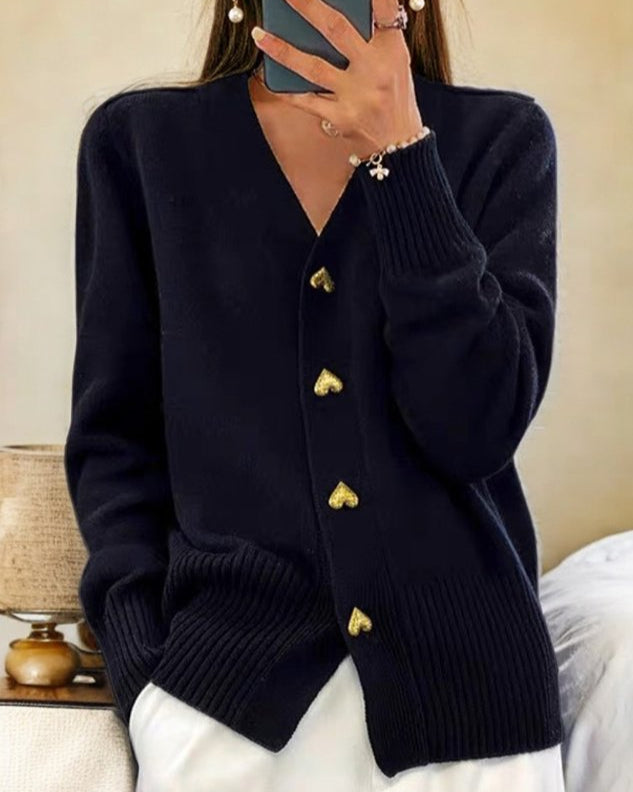 Adele | Elegantni cardigan z gumbi v obliki srca