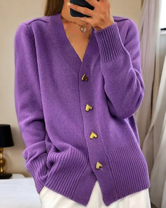 Adele | Elegantni cardigan z gumbi v obliki srca