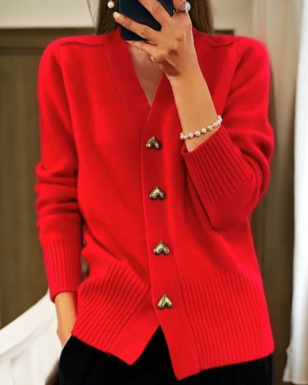 Adele | Elegantni cardigan z gumbi v obliki srca
